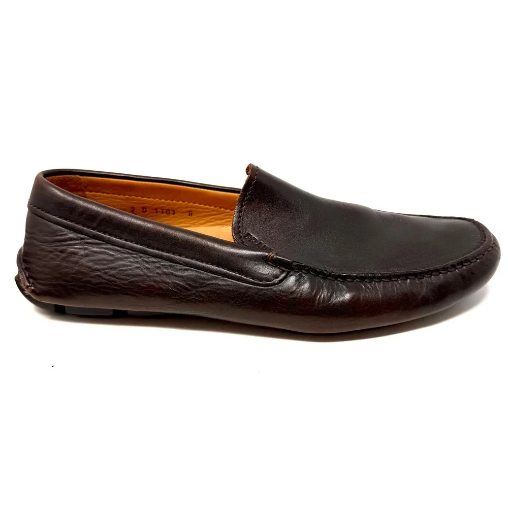 Prada Mens‎ 2D 1101 Dark Brown Leather Driving Moccasins  Mocs Loafers Shoes 8